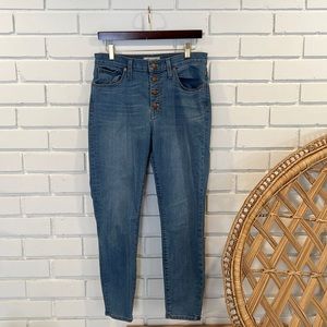 Madewell, size 30, 9” high riser skinny crop with button fly